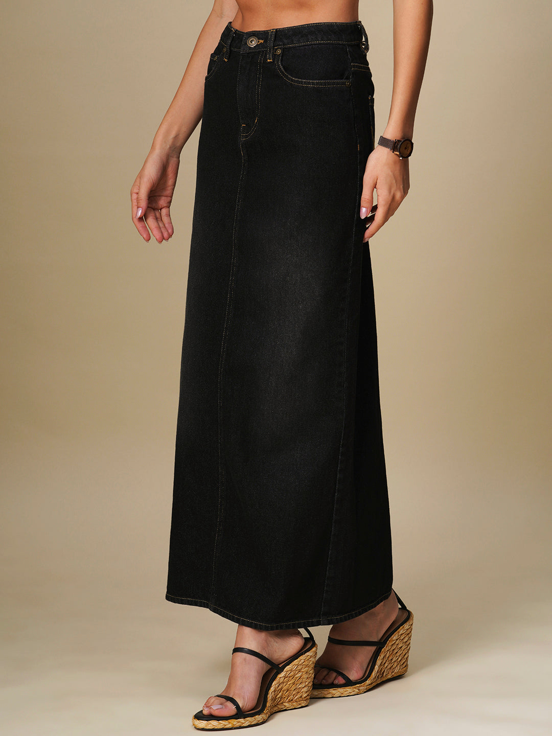 DENIM 5 POCKET STRAIGHT FIT MAXI SKIRT