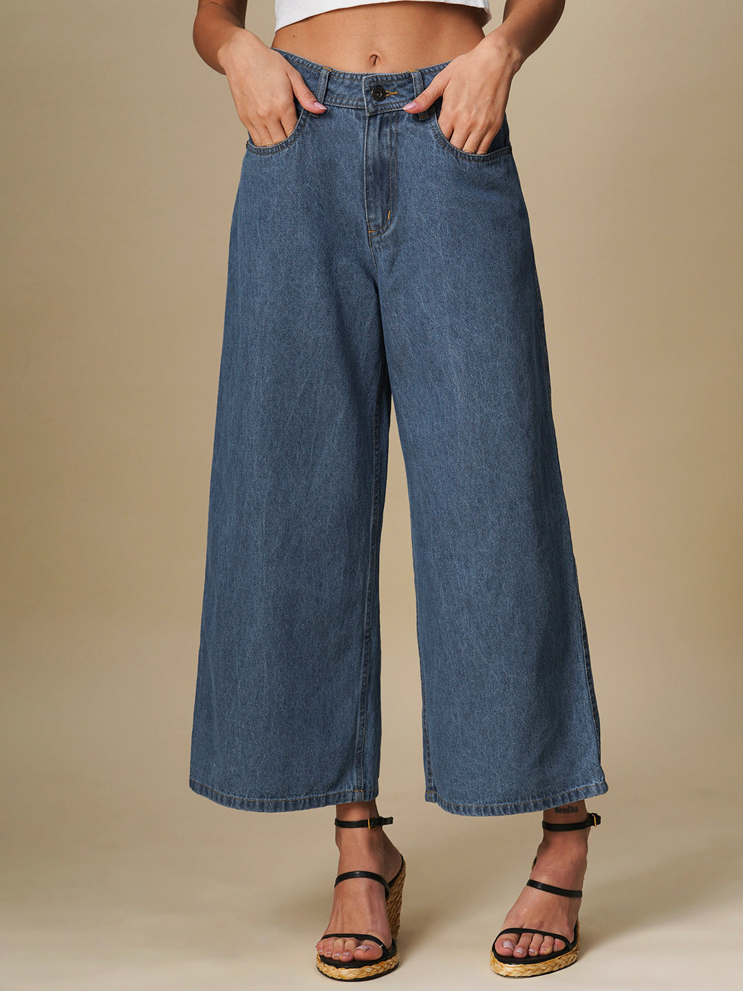 CROPPED WIDE LEG JEANS