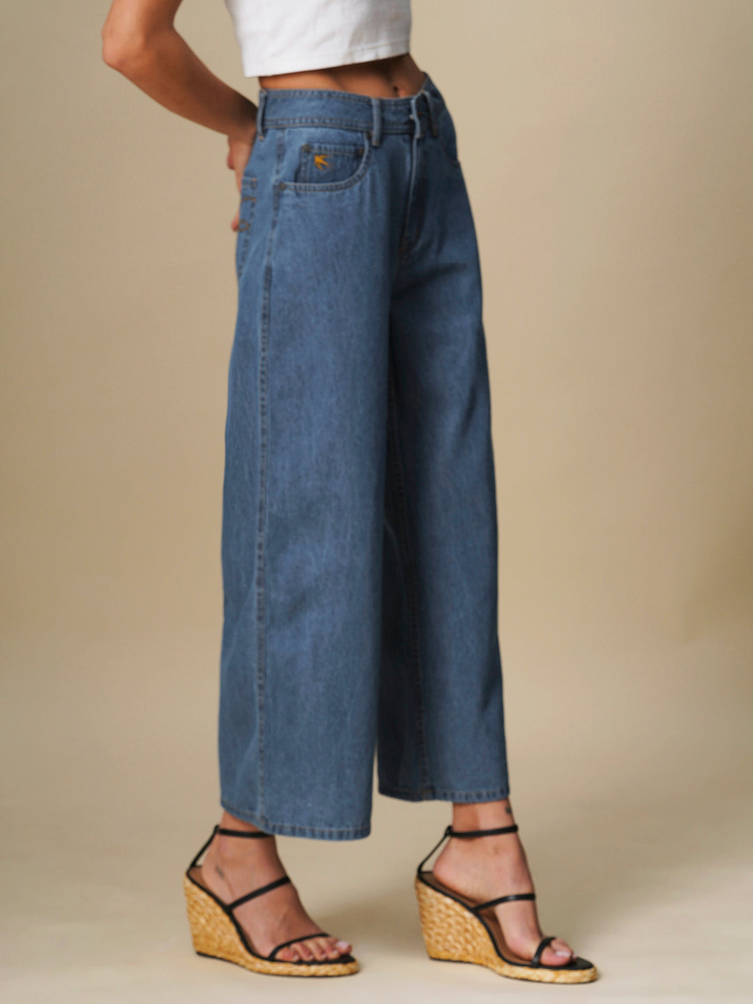 CROPPED WIDE LEG JEANS