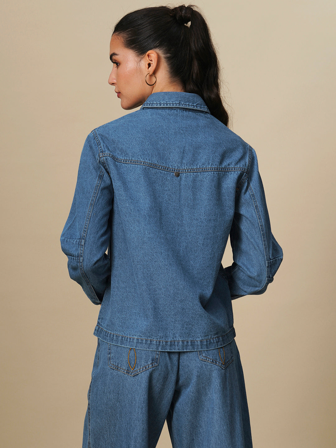 SHAPED SLEEVE DENIM SHACKET