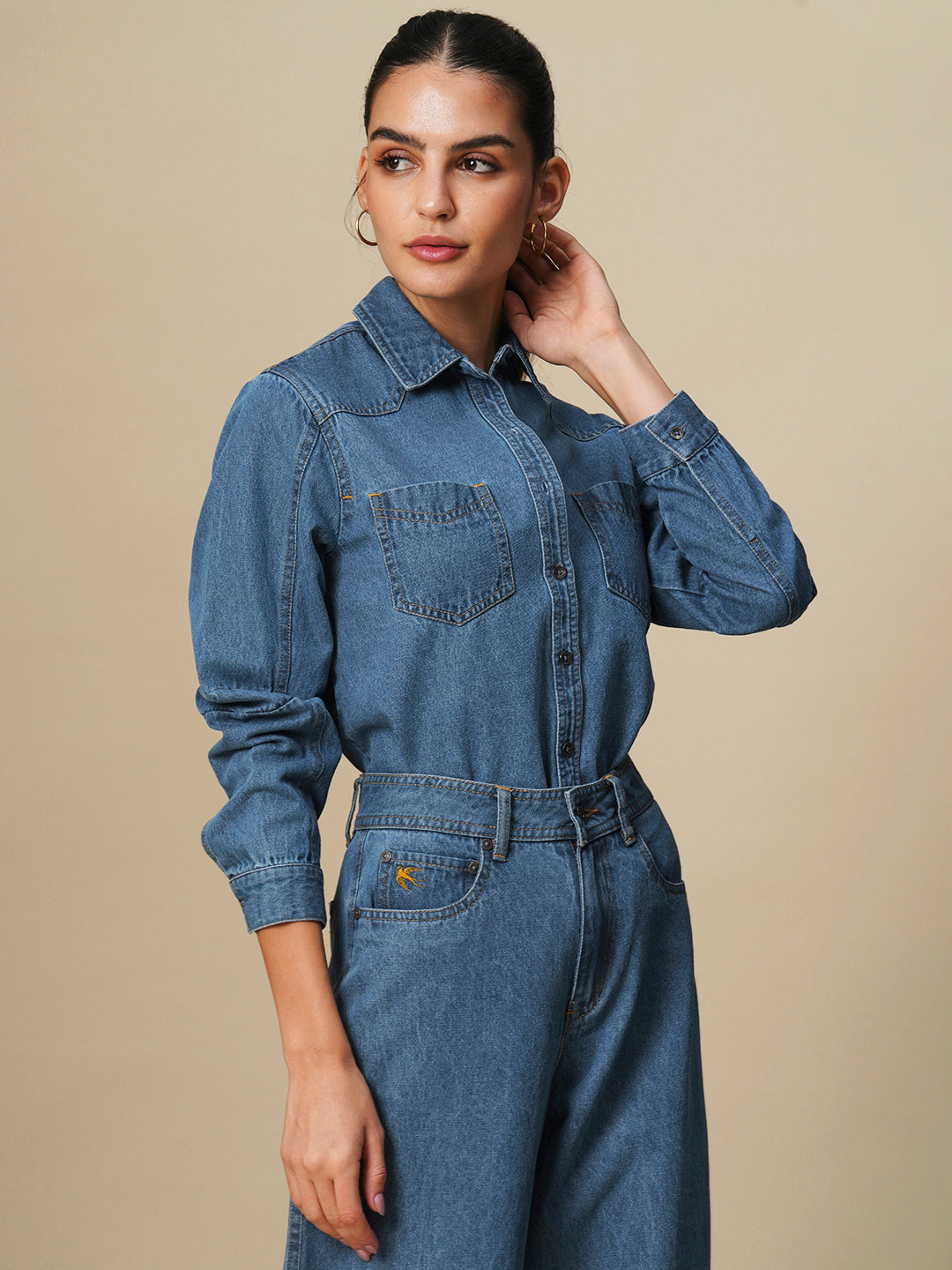 SHAPED SLEEVE DENIM SHACKET