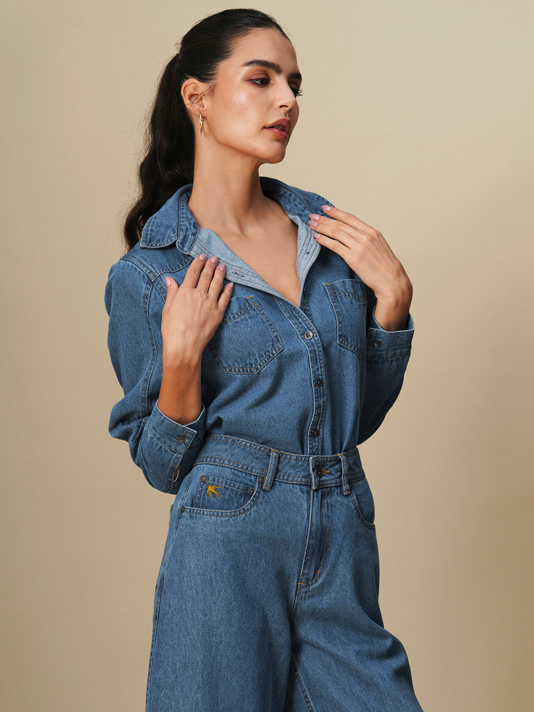 SHAPED SLEEVE DENIM SHACKET