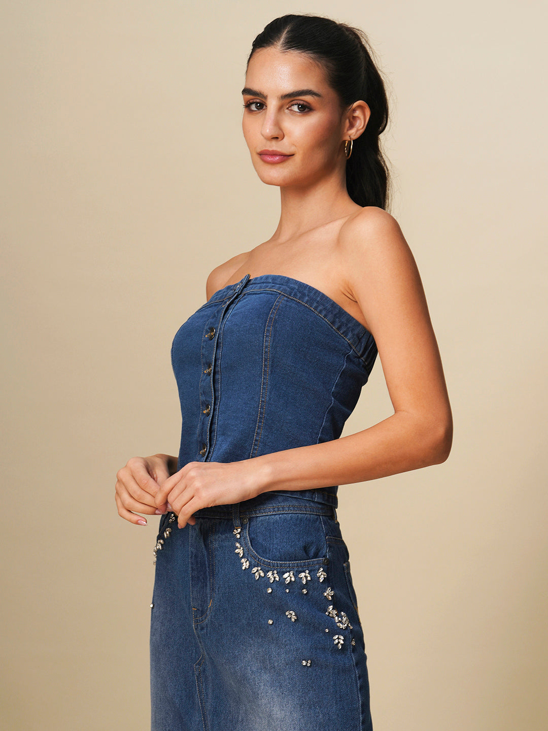 DENIM BUTTON DOWN CORSET