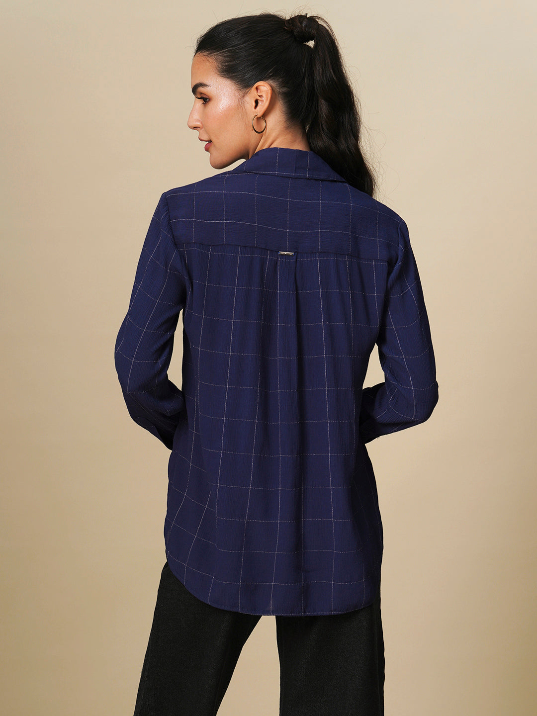 LUREX CHECKS VISCOSE CREPE SHIRT