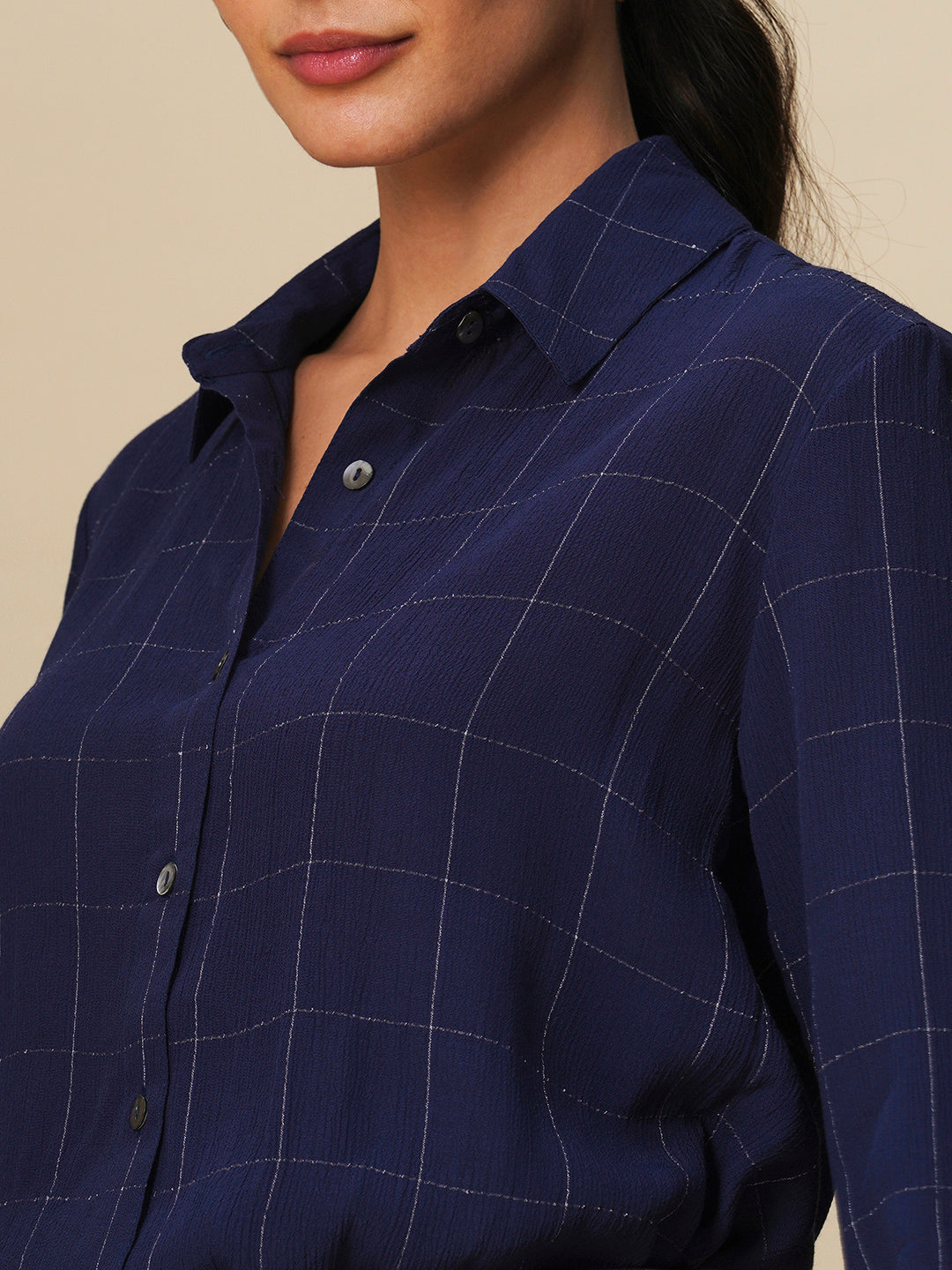 LUREX CHECKS VISCOSE CREPE SHIRT