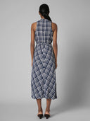V NECK RAYON SLUB MIDI DRESS