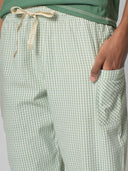 COTTON GHINGAM PULL ON AND CLASSIC KNIT TEE PJ SET