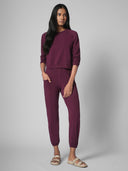 Relaxed lycra jersey overstitched lounge set