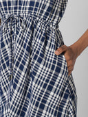 V NECK RAYON SLUB MIDI DRESS