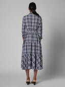 FRONT OPEN RAYON SLUB MULTI TIERED DRESS