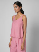 V NECK VISCOSE BLEND TANK TOP
