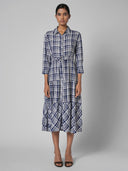 FRONT OPEN RAYON SLUB MULTI TIERED DRESS