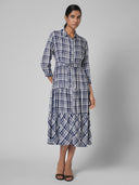 FRONT OPEN RAYON SLUB MULTI TIERED DRESS