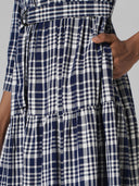FRONT OPEN RAYON SLUB MULTI TIERED DRESS