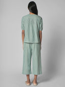 PLEATED YOKE COTTON CROPPED PJ SET