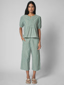PLEATED YOKE COTTON CROPPED PJ SET