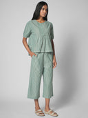 PLEATED YOKE COTTON CROPPED PJ SET