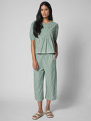 PLEATED YOKE COTTON CROPPED PJ SET
