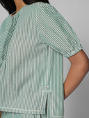 PLEATED YOKE COTTON CROPPED PJ SET