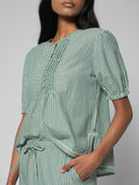 PLEATED YOKE COTTON CROPPED PJ SET