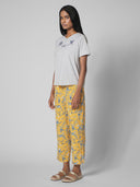 PRINTED RAYON AND KNIT TEE PJ SET