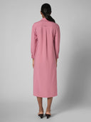 POPOVER VISCOSE BLEND CHANDERI MIDI DRESS