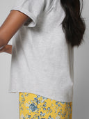PRINTED RAYON AND KNIT TEE PJ SET