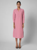 POPOVER VISCOSE BLEND CHANDERI MIDI DRESS