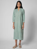 STRIPE POPOVER COTTON MAXI DRESS
