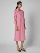 POPOVER VISCOSE BLEND CHANDERI MIDI DRESS