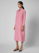 POPOVER VISCOSE BLEND CHANDERI MIDI DRESS