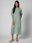 STRIPE POPOVER COTTON MAXI DRESS
