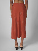 EMBROIDERED VISCOSE BLEND MIDI SKIRT