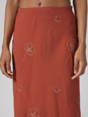 EMBROIDERED VISCOSE BLEND MIDI SKIRT