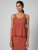 EMBROIDERED VISCOSE BLEND BABYDOLL TUNIC