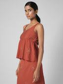 EMBROIDERED VISCOSE BLEND BABYDOLL TUNIC