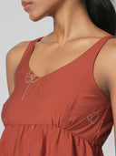 EMBROIDERED VISCOSE BLEND BABYDOLL TUNIC