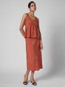 EMBROIDERED VISCOSE BLEND MIDI SKIRT