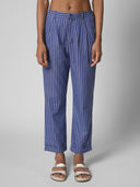 PEG SHAPED COTTON STRIPE CROPPED TROUSER