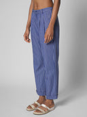 PEG SHAPED COTTON STRIPE CROPPED TROUSER