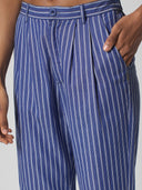 PEG SHAPED COTTON STRIPE CROPPED TROUSER