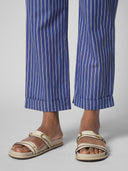 PEG SHAPED COTTON STRIPE CROPPED TROUSER