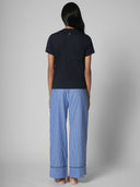 KNIT TEE AND EMBROIDERED PJ SET