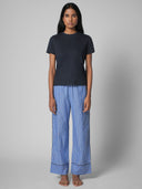 KNIT TEE AND EMBROIDERED PJ SET