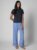 KNIT TEE AND EMBROIDERED PJ SET
