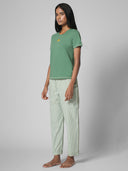 COTTON GHINGAM PULL ON AND CLASSIC KNIT TEE PJ SET