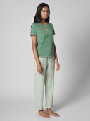COTTON GHINGAM PULL ON AND CLASSIC KNIT TEE PJ SET