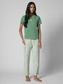 COTTON GHINGAM PULL ON AND CLASSIC KNIT TEE PJ SET