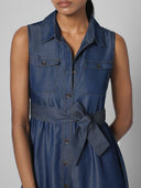 TIERED CUTAWAY DENIM MAXI DESS