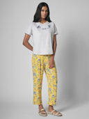 PRINTED RAYON AND KNIT TEE PJ SET